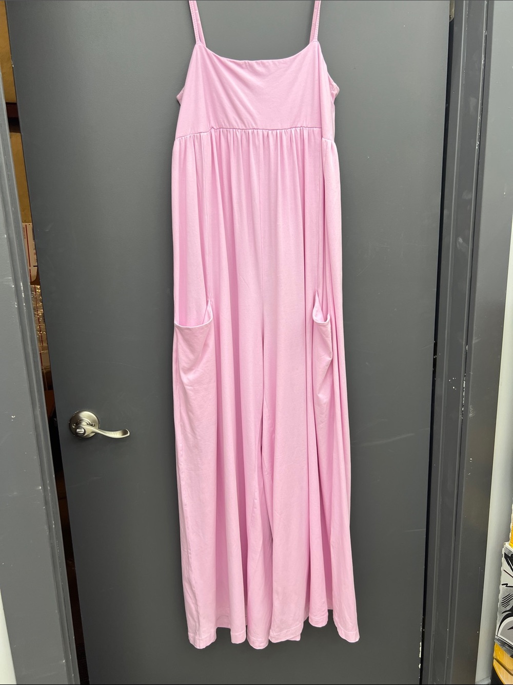 Free People Light Pink Spaghetti-Strap Maxi Jumpsuit